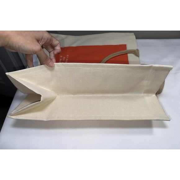 Orla Kiely Jute Burlap Shopping Tote Bag Beige & Orange Jutexpo NWOT - Picture 9 of 10